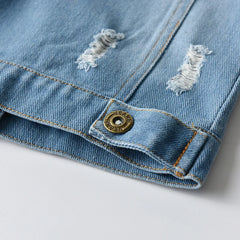 Unisex Denim Jean Coat Cowboy Overcoat Jacket