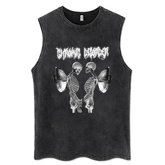 100% Cotton Vintage  Punk Rock Sleeveless Tshirts Gothic Vests