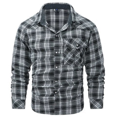 Retro Western Flannel checkered striped button up shirt