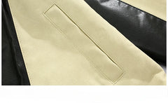 Pleated Motorcycle Leather Jacket