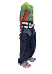 Niche Designer Model Removable Zipper Stitching Paratrooper Pants
