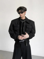 Padded Shoulder Jacket  American Retro Cotton Coat