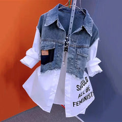 Splicing Fashion Denim Shirt