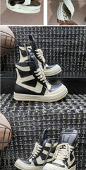 Vintage Genuine Leather High Top Boots Sneakers