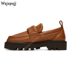 Soft Leather Shoes Thick Soled Round Toe Comfortable Men
