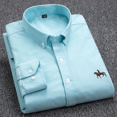 Long Sleeve Pure Cotton Oxford  Embroidered Shirt