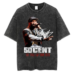 Quality Cotton Hip Hop Streetwear T-shirt 50 Cent Rapper Print Shirt
