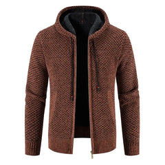 Fleece-lined Knitted Top Cardigan Jacket Hooded Pullovers