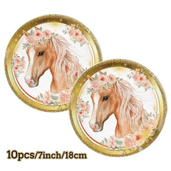 Horse Birthday Party Decoration Supplies Horse Theme Birthday Party Paper Napkins Cups Plates Tablecloth Tableware Child Favours