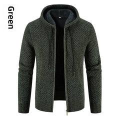 Fleece-lined Knitted Top Cardigan Jacket Hooded Pullovers