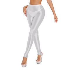 Glossy Tummy Control Sport Jogging Pants