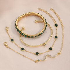 Snake Green Gemstone Metal Bracelet