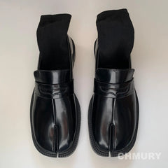 Tabi Loafer Men and Women Split Toe Thick Sole Casual Patent Leather Shoes