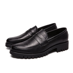 Brogue Carving Penny Loafers Slip on Leather shoes