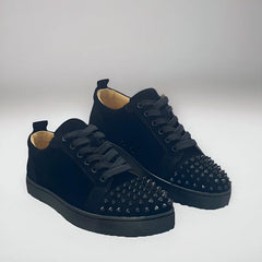 Spiked Black Suede Genuine Leather Toecap Rivets Flats Sneaker