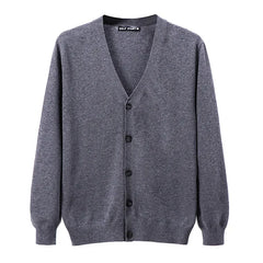 V-Neck Cardigan Casual Slim Fit Knitwear Men's Cotton Cardigan