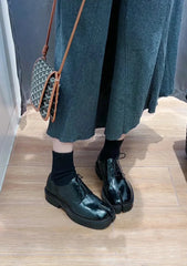 PU Leather solid color lace-up British style shoe