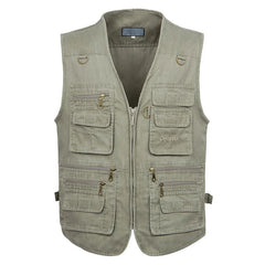 Sleeveless Cotton Vest with Many 16 Pockets  Waistcoat