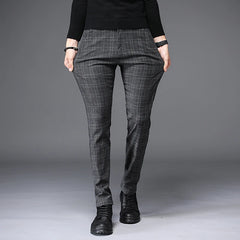 Plaid Trousers Slim Pants Gray Stripe