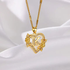 A-Z Alphabet Heart Necklaces Stainless Steel Necklace