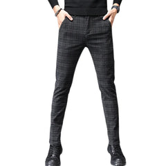 Plaid Trousers Slim Pants Gray Stripe