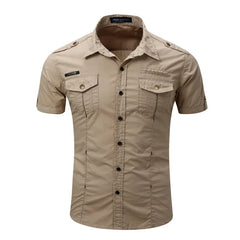 100% Cotton  Cargo Shirt Short Sleeve Shirts Multi Pocket