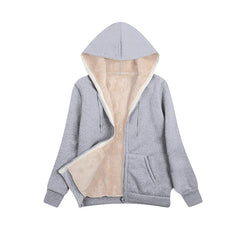 Hooded Plush Coat Fleece Hoodies Sweatshirt Long Sleeve Jacket