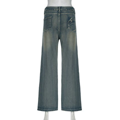Vintage Washed Loose Fit Jeans Casual Denim Pants