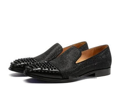 High Quality Blue Black Spike Shoes For Men Slip-on Sapatilhas Low Heeled Men Loafers