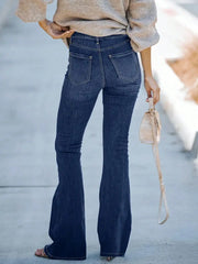 High-waist wide-leg slim-fit trumpet Denim trousers
