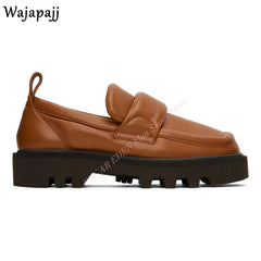Soft Leather Shoes Thick Soled Round Toe Comfortable Men