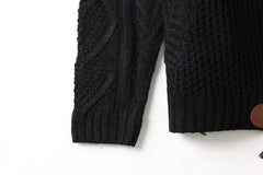 High-neck Sweater Knitted Thick Wool Button Top Retro Slim Fit