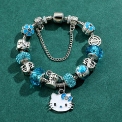 Anime Sanrio Charms Hello Kitty Bracelet Kawaii Pink Kitty Cat Pandant Bangle Diy Bracelet for Girl y2k Accessories Gifts