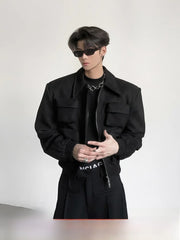 Padded Shoulder Jacket  American Retro Cotton Coat