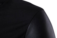 Cotton Neck Slim Fit Knitted Shirt with Leather Knitted Sweater