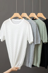 Men Knitwear 100% Cotton Sweater Pullover O-Neck
