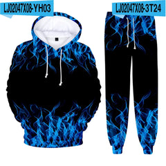 Colorful Flame 3D Print kids Tracksuit Set Casual Hoodie+Pants 2pcs Sets