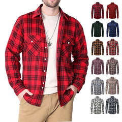 Brushed Plaid Cotton Long Sleeve Shirt