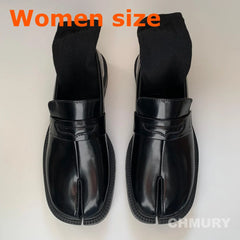 Tabi Loafer Men and Women Split Toe Thick Sole Casual Patent Leather Shoes
