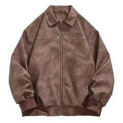 PU Leather Lapel Jacket American Style