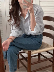 Polo Collar Striped Shirt
