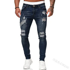 Cotton Stretchy Ripped Skinny Jeans Slim Fit Denim Pants