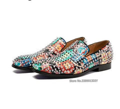 High Quality Blue Black Spike Shoes For Men Slip-on Sapatilhas Low Heeled Men Loafers