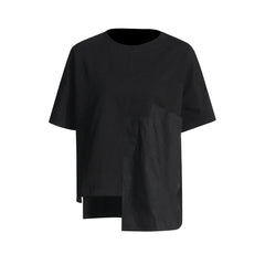 Round Neck Short Sleeve Solid PatchworkT Shirts