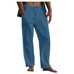 Cotton Linen Large Size white Straight trousers