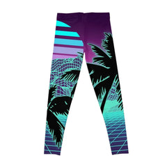 Retro 80s Outrun style grid print Leggings jogging pants
