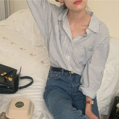 Polo Collar Striped Shirt