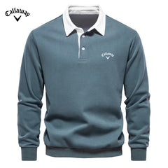 Embroidered Pure Cotton Long Sleeved Polo Shirt f