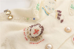 High Quality Autumn Winter Sweater Women Diamonds Pearls Beading Elegant Cardigan
