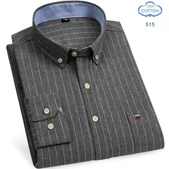 100% Pure Cotton Oxford Long Sleeve  Plaid Shirt